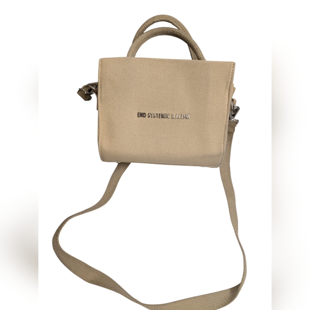 Brandon Blackwood ESR End Systemic Racism Canvas Tan Crossbody Mini Tote Bag